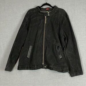 Un Deux Trois Denim Jacket Sz 28 Black Stonewash Zipper Front